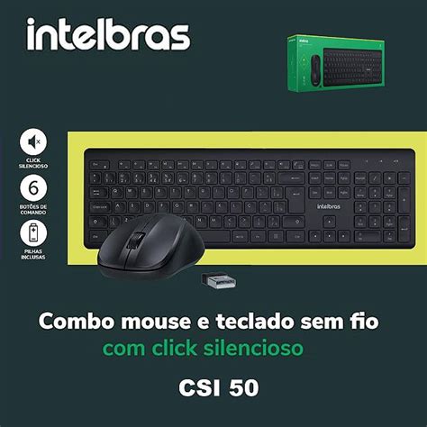 Kit Teclado E Mouse Wireless Sem Fio Intelbras CSI 50 Loja Geek Smart