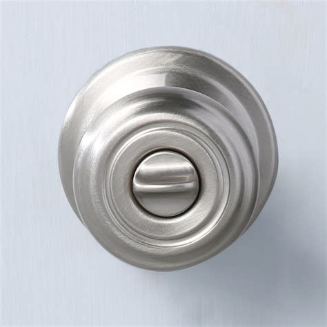 Kwikset Signatures Cameron Satin Nickel Interior Bed Bath Privacy Door Knob With Antimicrobial