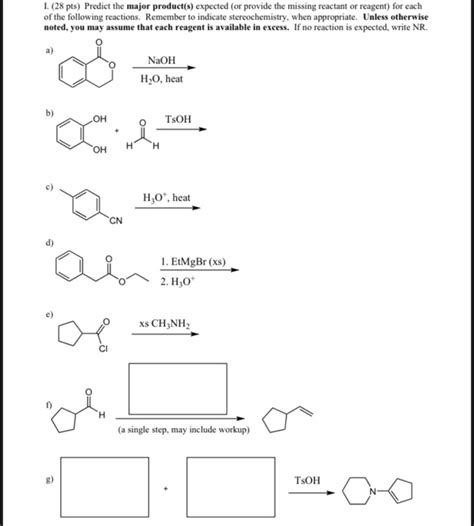 Solved I 28 Pts Predict The Major Product S Expected Or Chegg