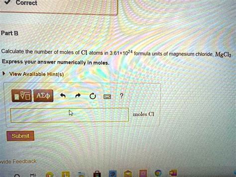 Solved Part B Calculate The Number Of Moles Of Cl Atoms In