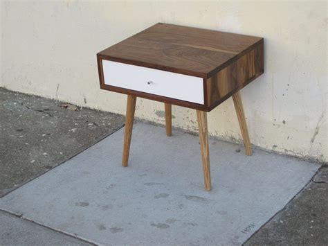 Mid Century Side Table With DrawerWhite Gloss Mid Century Style