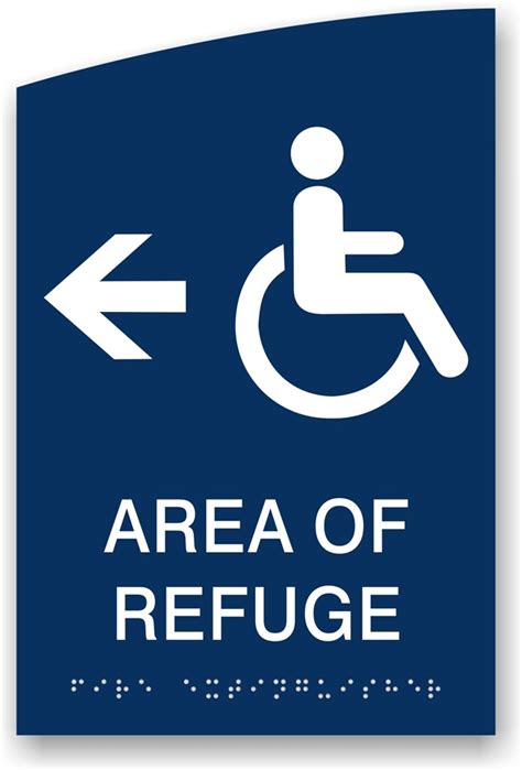 Area Of Refuge Directional Braille Sign Crescent Series X