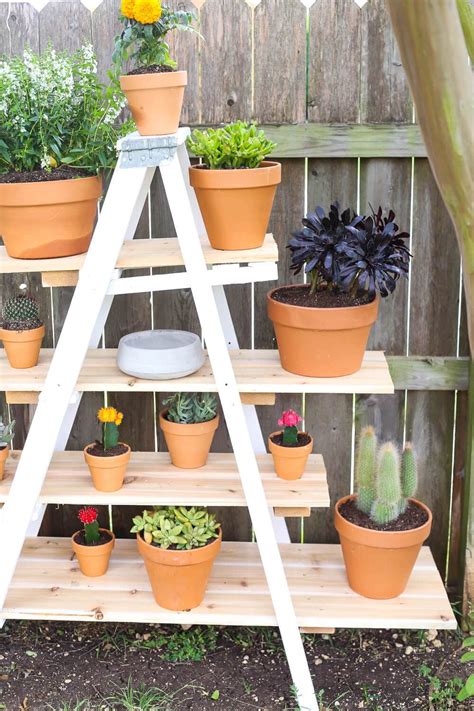 Diy Tiered Plant Stand From An Old Ladder Love Renovations