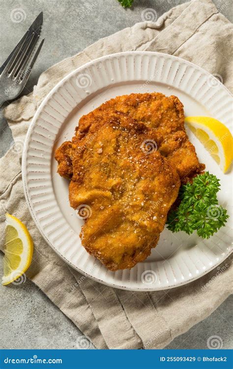 Homemade Deep Fried German Pork Schnitzel Stock Image Image Of Roasted Wiener 255093429