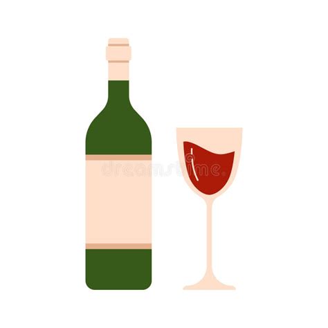 Red Wine Glass And Bottle Alcohol Drink For Bar And Restaurant Menu Stock Vector Illustration