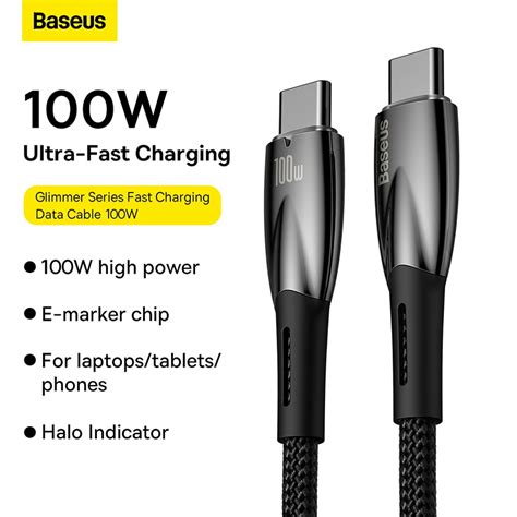 Baseus Glimmer Series Fast Charging Data Cable Type C To Type C 100w Aliexpress