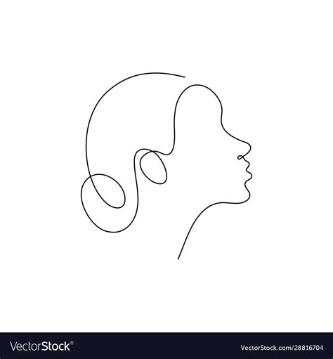 One line woman head design silhouettehand drawn Vector Image