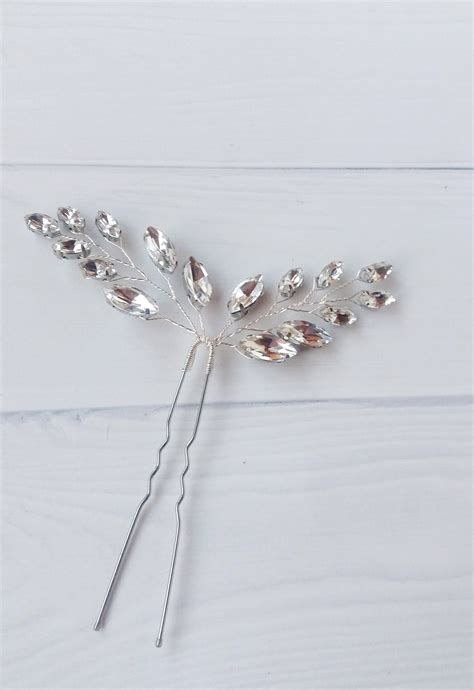 Crystal Hair Pins Bridal Headpiece Branch Hair Pins Bridal Etsy