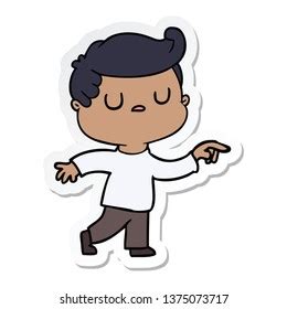 Sticker Cartoon Aloof Man Pointing Finger Stock Illustration 1375073717