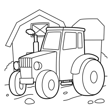 Tractor Coloring Page 1857275 Vector Art at Vecteezy