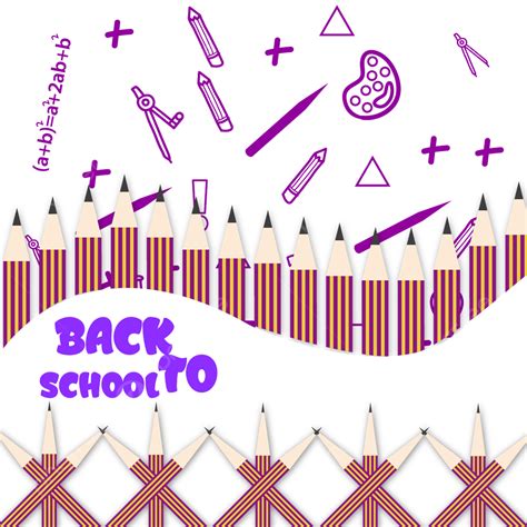 Welcome Back Vector Art Png Welcome Back To School With Elements Purple Background Supplies