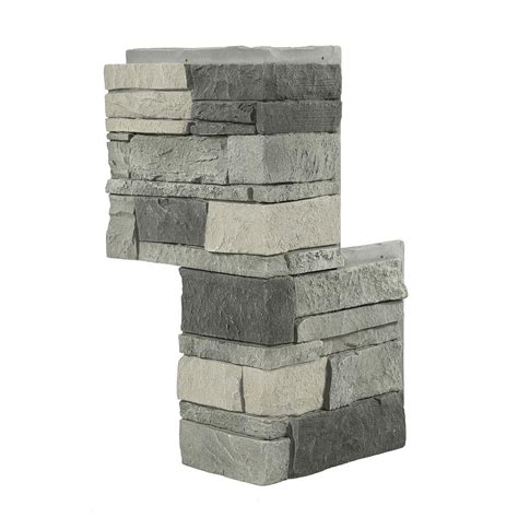 Genstone Stacked Stone Northern Slate 24 In X 12 In Faux Stone Siding Outside Corner Panel