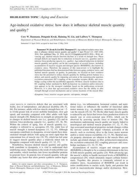 Pdf Age Induced Oxidative Stress How Does It Influence Skeletal