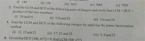 1 140 Ii 156 Find The LCM And HCF Of The Following Pairs Of