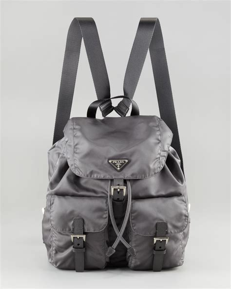 Prada Vela Nylon Backpack In Gray Lyst