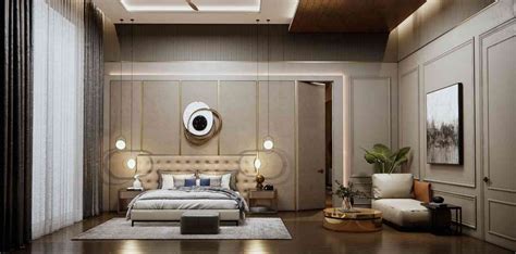 Contemporary Master Bedroom Design With Off-White Wall And Trims by ...