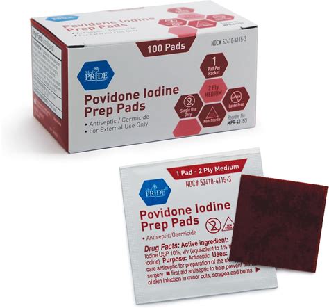 Amazon MED PRIDE Povidone Iodine Prep Pads For Wounds Box Of 100