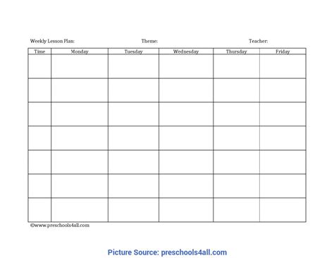 Daily Blank Lesson Plan Templates Printable