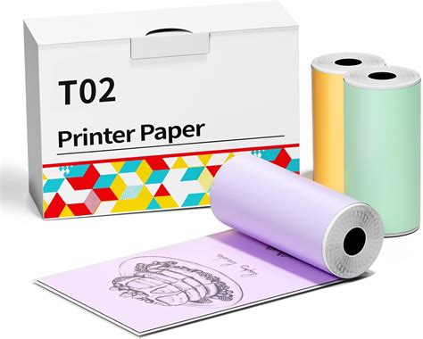 Amazon T02 Thermal Printer Paper Roll Colorful Self Adhesive