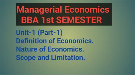 Managerial Economicsunit 1part 1definitionnaturescope And