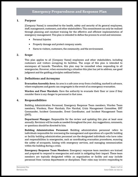 Iso 22301 Emergency Preparedness And Response Plan Template Iso Templates And Documents Download