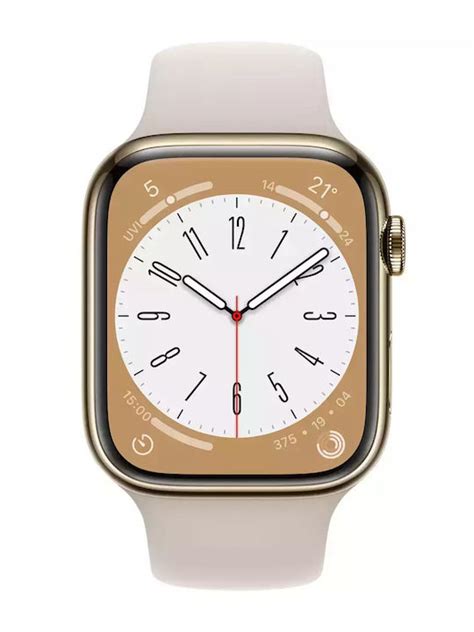 Apple Watch Series 8 Cellular Stainless Steel 45mm Αδιάβροχο με Esim και Παλμογράφο Gold With