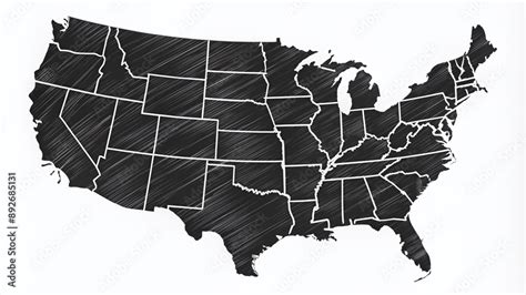 Black Silhouette Of United States Map Showcases Neatly Outlined State