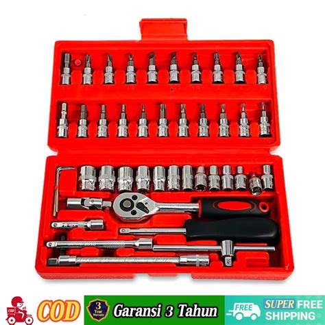 Jual Socket Wrench Pas Socket Set 1 4 Car Repair Tool 46 Pcs Lengkap