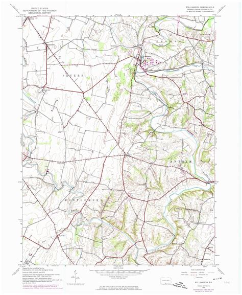 Classic Usgs Williamson Pennsylvania 75x75 Topo Map Mytopo Map Store