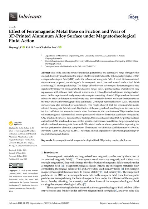 (PDF) Effect of Ferromagnetic Metal Base on Friction and Wear of 3D ...