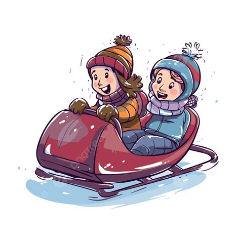 Kids Sledding Clip Art