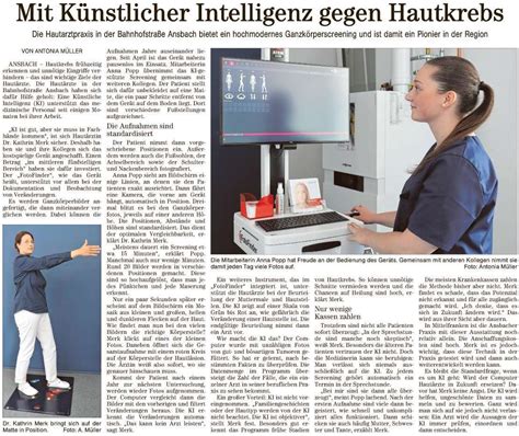 Zeitungsartikel Mit Künstlicher Intelligenz gegen Hautkrebs vom 19 06