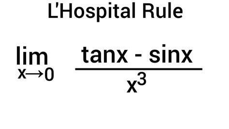 Lim X0 Tanx Sinx X 3 L Hospital Rule YouTube