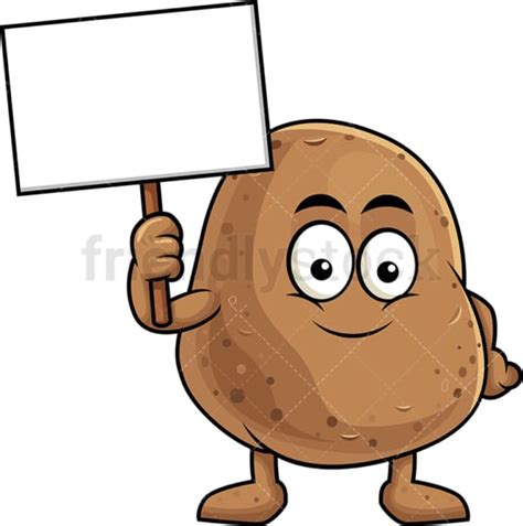 Cute Potato Mascot Waving Cartoon Vector Clipart Friendlystock