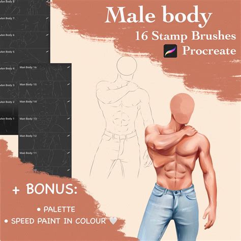 This Is Set Of My 16 Realistic Male Body Stamps Procreate To Help You