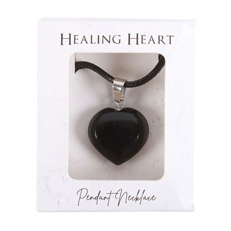 Black Obsidian Healing Crystal Heart Necklace Something Different