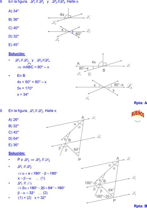 Ngulos En Rectas Paralelas Cortadas Por Una Secante Problemas