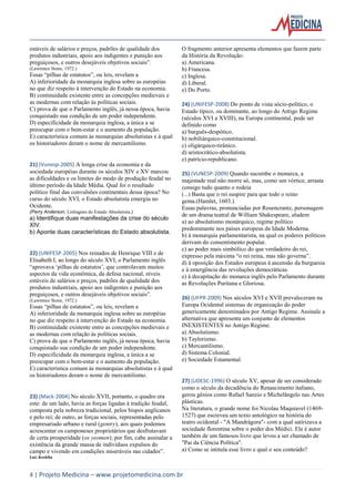 Historia Exercicios Idade Moderna Absolutismo PDF