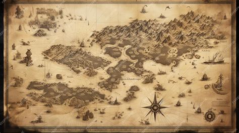 Premium Ai Image Vintage Ancient Map Navigating History Generative Ai