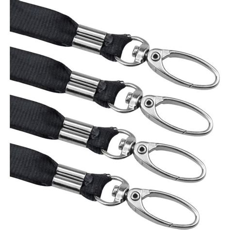 Pi Ces Noir Lanyard Tour De Cou Avec Crochets Pivotants Nylon