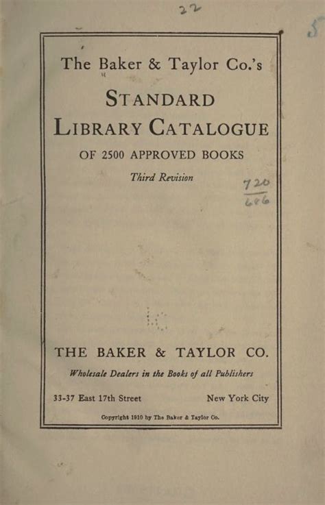 Standard Library Catalogue Of 2500 Approved Books Library Of Congress