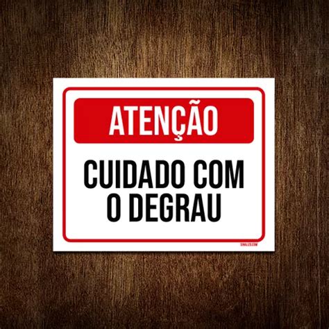 Kit 3 Placa Sinalização Vermelha Atenção Cuidado Degrau