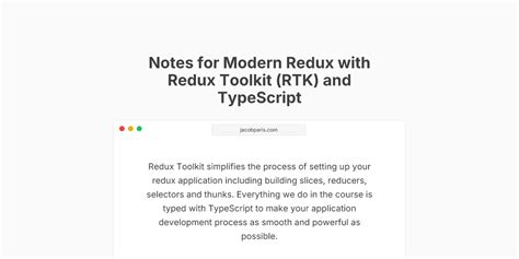 Notes For Modern Redux With Redux Toolkit RTK And TypeScript