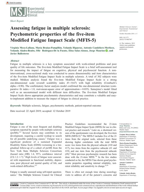 (PDF) Assessing fatigue in multiple sclerosis: Psychometric properties ...