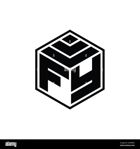 Fy Logo Monogram With Hexagon Geometric Shape Isolated Outline Design