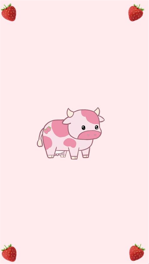 Milk Strawberry Cow Wallpaper Aesthetic - Goimages Now