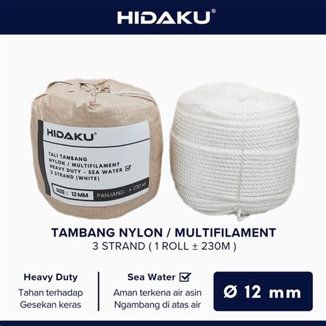 Promo HIDAKU Tali Tambang Nylon 12mm ROLL Tambang Nilon 12mm ROLL