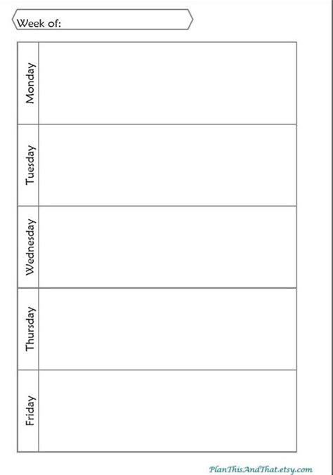 Printable A5 Horizontal Weekly Planner Layout With Home Work And