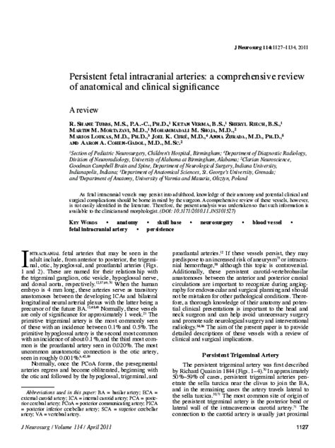 Pdf Persistent Fetal Intracranial Arteries A Comprehensive Review Of