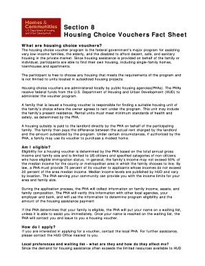 Fillable Online Housing Choice Vouchers Fact Sheet Fax Email Print